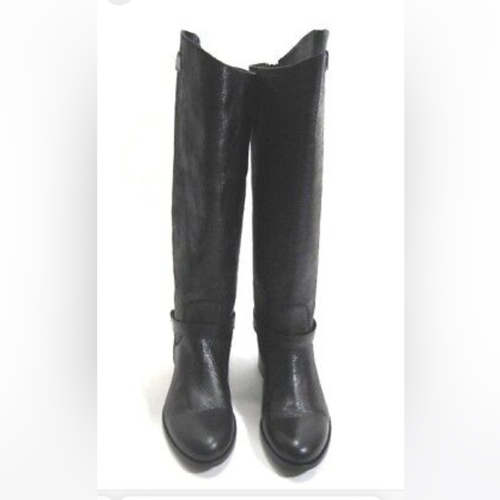 CHARLES DAVID WOMEN'S RUMBLE KNEE-HIGH MEDIUM-HEEL BOOT BLACK LEATHER SIZE 7 MED